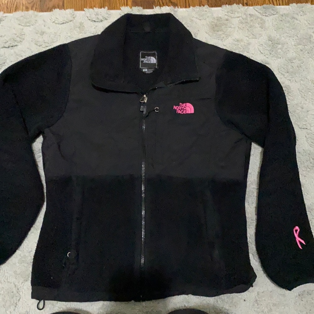 Black north face jacket breast cancer awareness